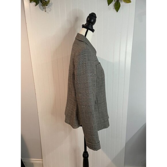 Harve Benard Womens Gray Plaid Wool Blazer Jacket Size 12 With Button Front - Picture 2 of 15